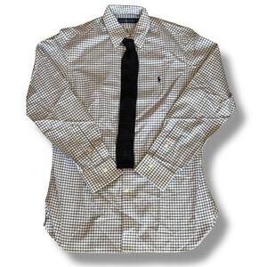 Ralph Lauren White Button-Down Shirt and Navy Tie